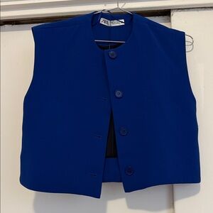 Zara Women's Royal Blue Button-Up Vest